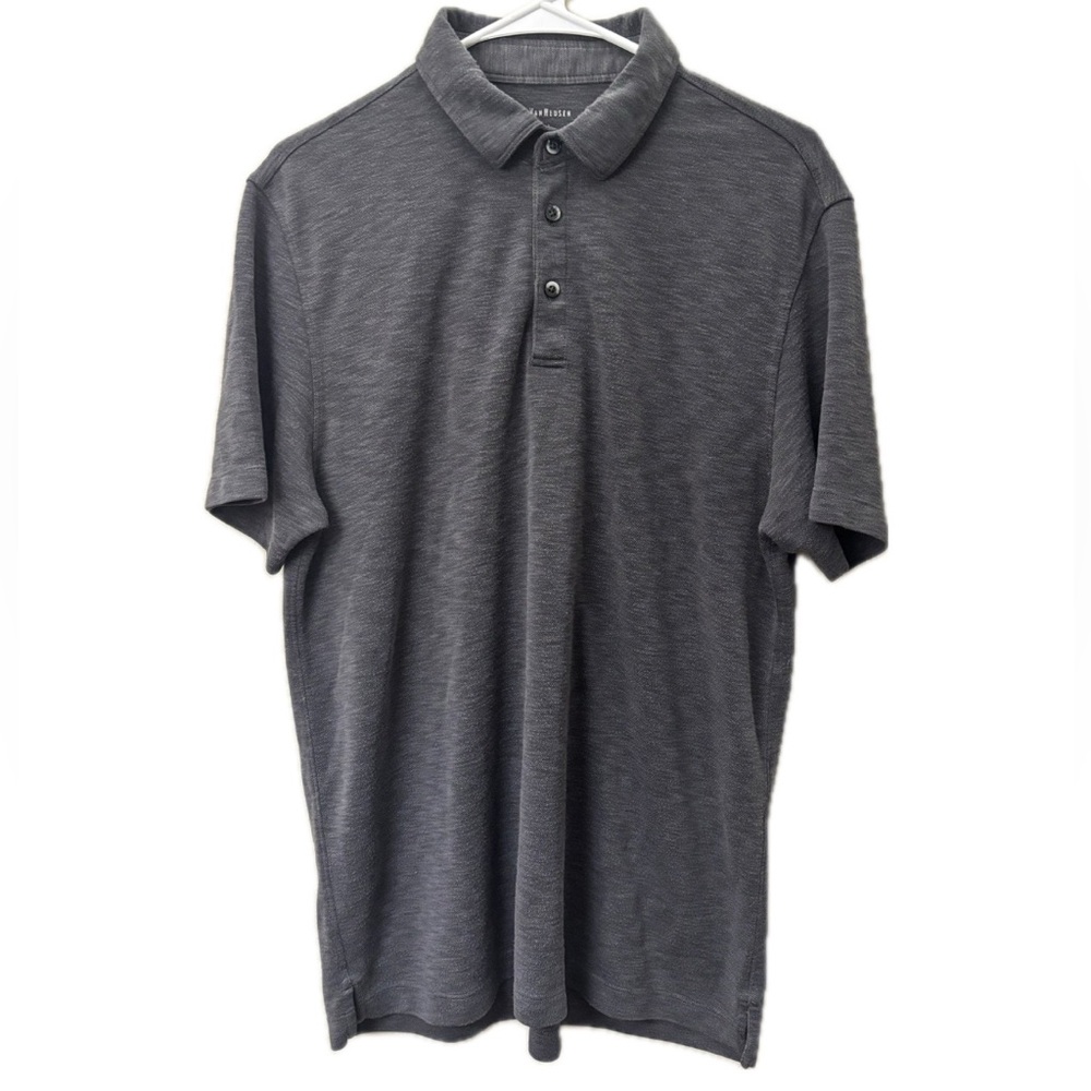 Van Heusen Gray Polo Shirt Mens Large Rayon Blend Stretch Short Sleeve